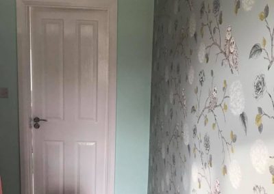 bedroom wallpaper and painting